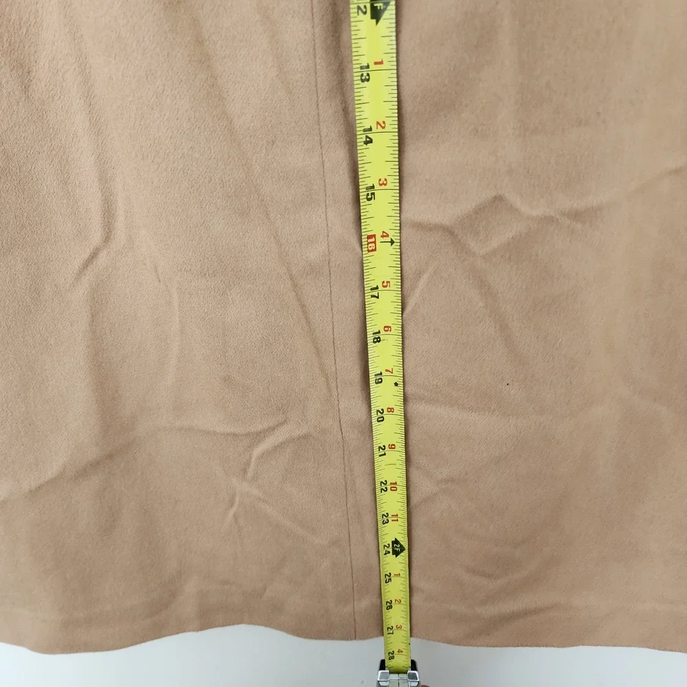 Caslon Wool Cashmere Blend Midi Skirt Camel Tan Pleated Front Size 10 20526